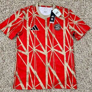 Adidas FC Bayern Munich Pre-Match Soccer Jersey Red Gold JD8335, Men’s Medium